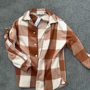 Steve Madden Brown and Cream Checkered Jacket